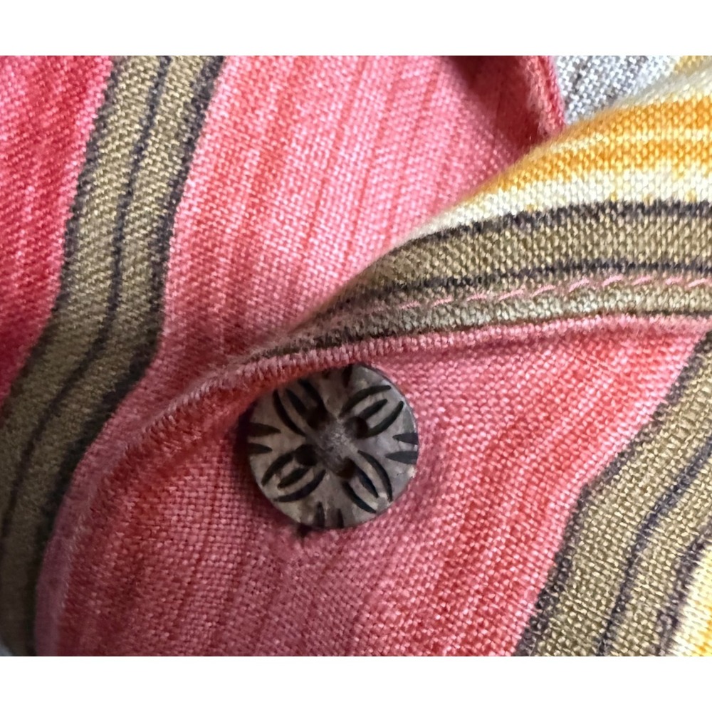 Tommy Bahama Shirt Mens XL Multicolor Stripe Linen Wooden Button Resort Casual - Picture 3 of 9